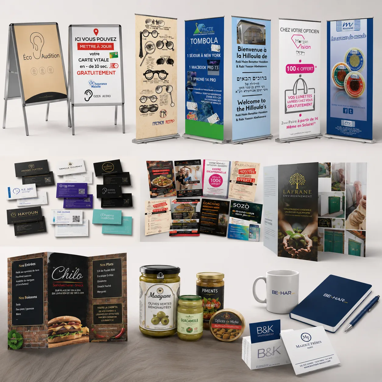 Exemples de réalisations graphiques et impressions professionnelles BE-HAR COM